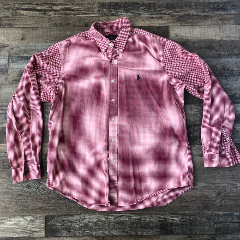 Ralph Lauren Red and White Gingham Button Down